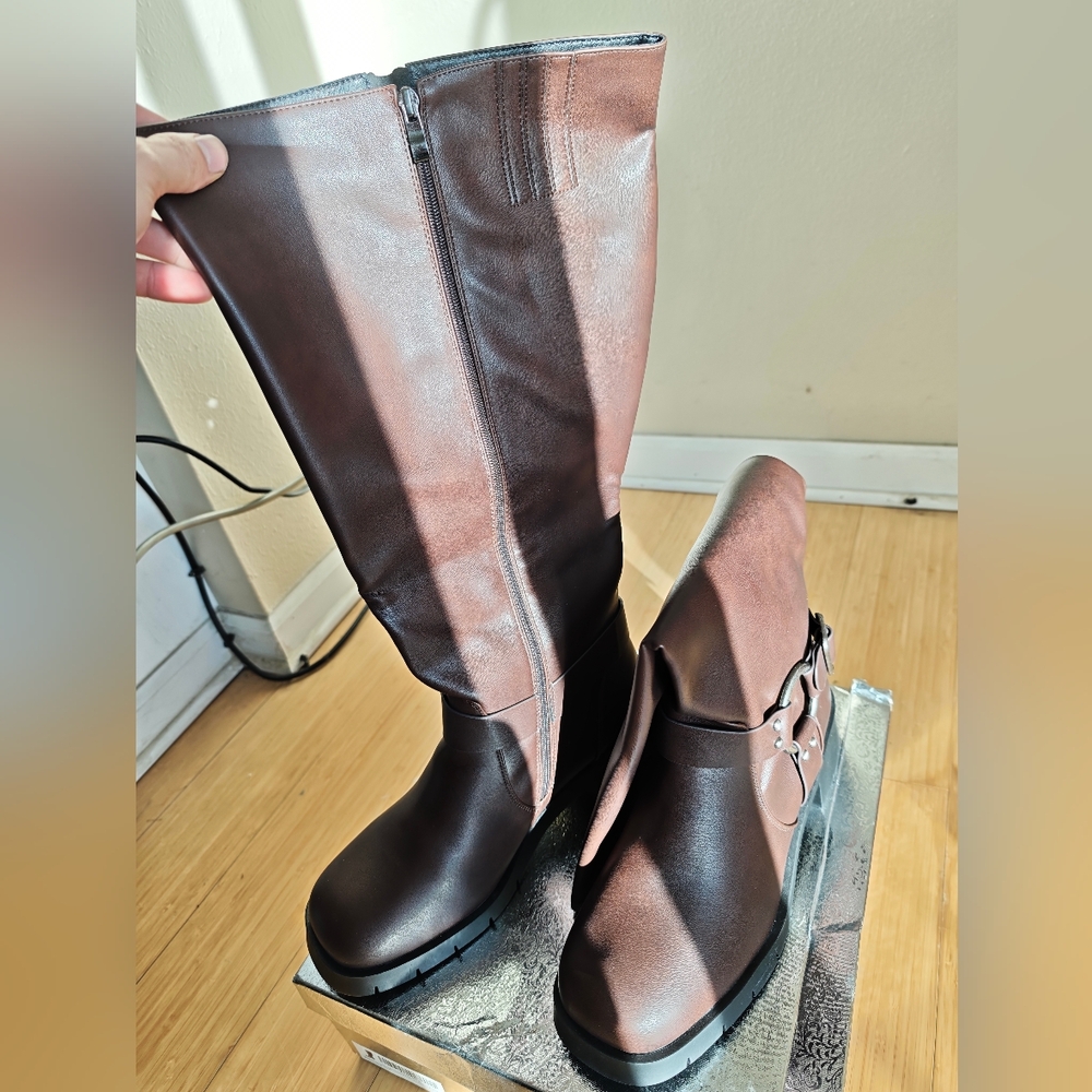 Brown Leather Knee-High Boots